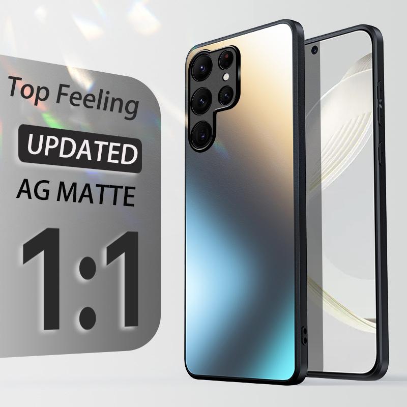 Funda de cristal mate de silicona AG de lujo para Samsung Galaxy S24 S23 S22 Ultra S24 Plus, funda protectora para lente de cámara esmerilada
