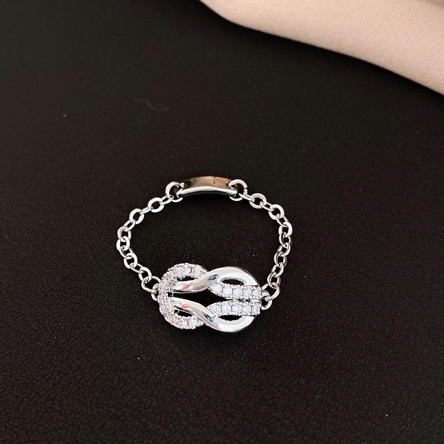 

18k real gold electroplated metal wind zircon horseshoe buckle ring European and American versatile index finger ring jewelry