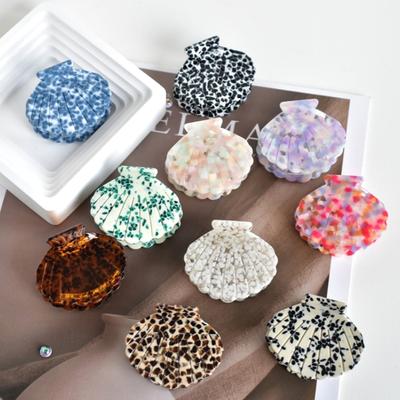 Unique Korean Hair Clips for Women Small Colorful Originality Shell Shape Hair Claws, Acetate Material Hair Accessories