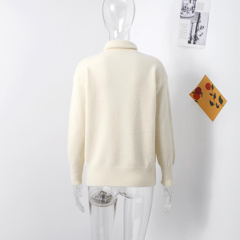 Women's Turtleneck Sweater Soft Warm Loose Casual Solid Color Knit Pullover Basic Style Top Autumn and Winter Commute Harajuku Style