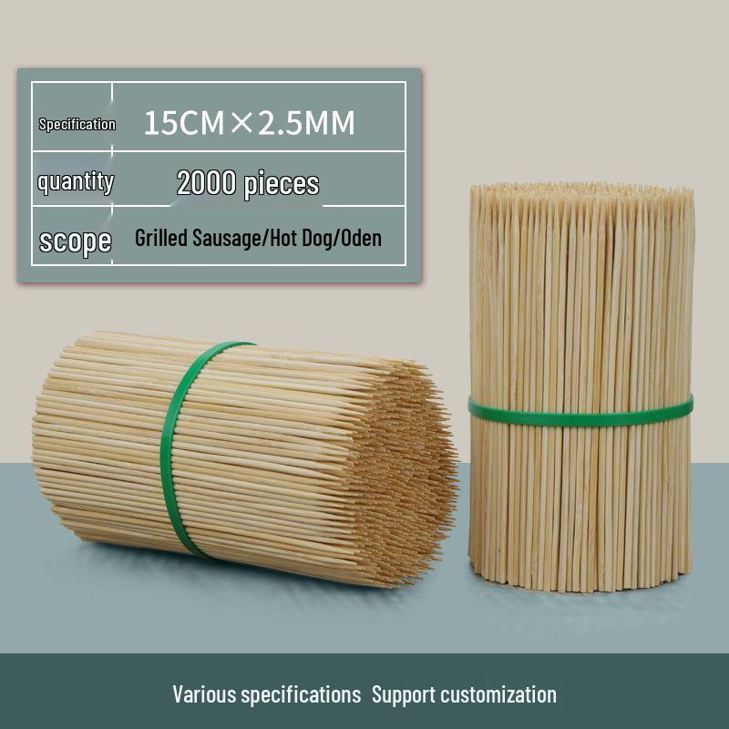 Disposable Bamboo BBQ Skewers for Sausages, Lamb, Bóbó Jī, Fried Skewers, and Tanghulu