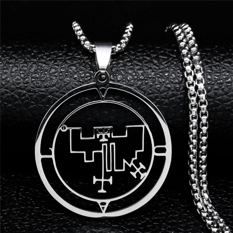 Astaroth Sigil Goetia Stainless Steel Necklace Solomon Demon Seal Satan Sigil satanique patch PIN Jewelry collier femme N7156S03