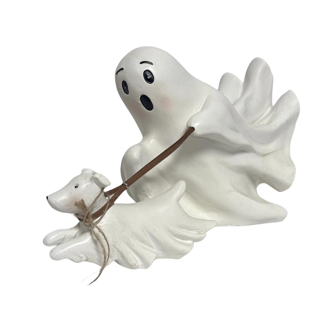 Unique Ghostly Walking Dog Statue Resins Crafts Figurine Ornament for Halloween Festivals Home and Garden Decoration