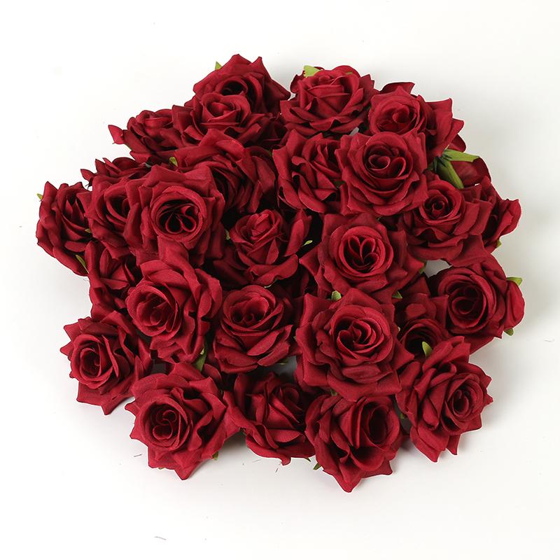 5/10Pcs Handmade Rose Artificial Flower Head Christmas Home Room Decoration Craft Flower Wreath For Parties Brides Wedding Decor