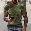 Moda Nowy Vintage Męski Wzór Armii Camo Paski Nadruk Top T-shirt Popularny Harajuku Okrągły Dekolt Wygodny Krótki Rękaw