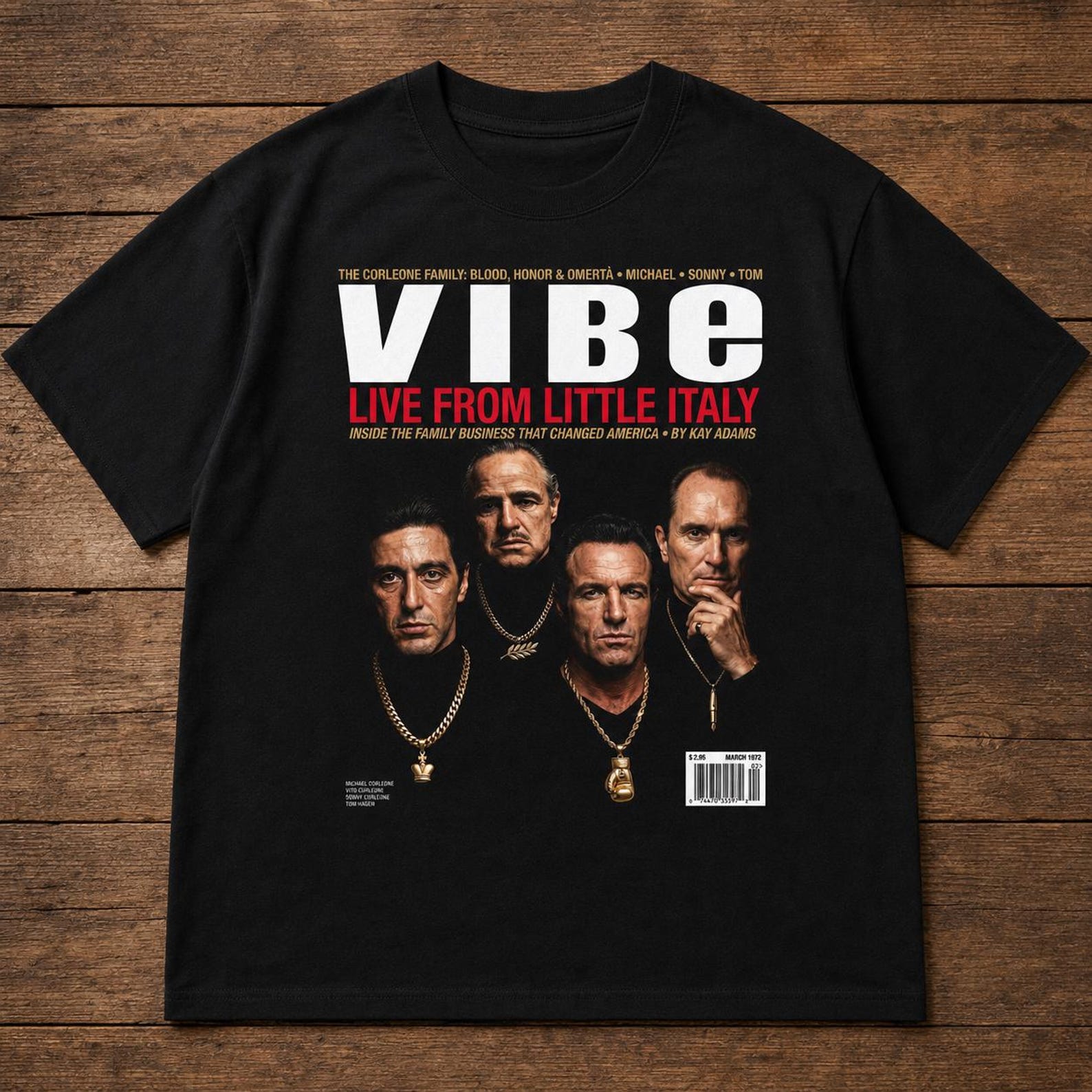 Godfather Vibe Magazine Oversized Tee | Live From Little Italy Vintage Movie Graphic Unisex Shirt XL