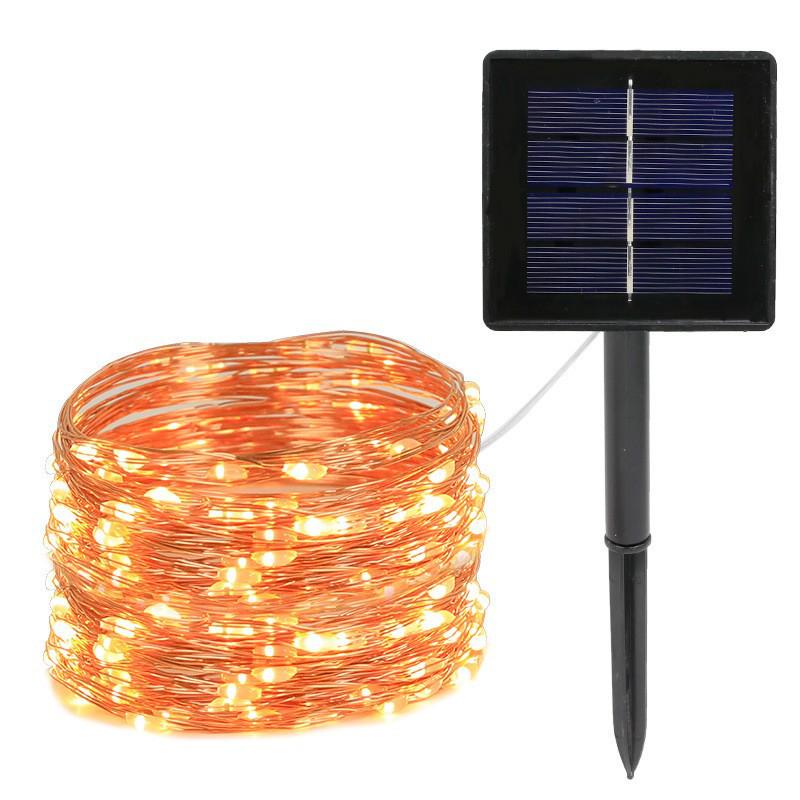 Outdoor Solar-Powered LED String Lights with Remote Control - Waterproof Copper Wire for Decorative Holiday Atmosphere