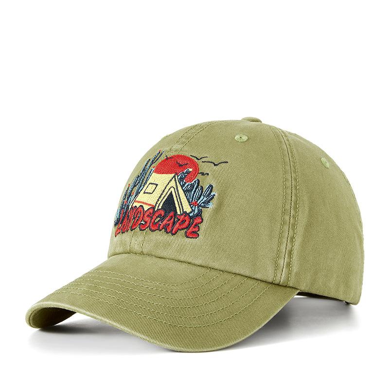 

Модная и универсальная весенняя хлопковая бейсболка с вышивкой, удобная ретро-стиранная бейсболка для занятий спортом на открытом воздухе для мужчин и женщин M（56-58cm） зелёный