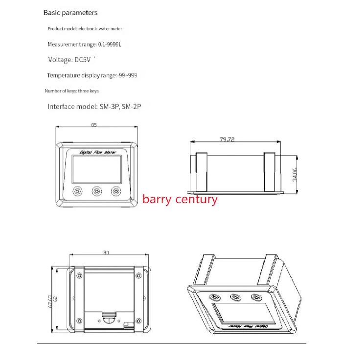 Digital Water Flow Sensor Meter Tester Flowmeter Totameter Temperature Time Record With G1/2 Flow Sensor