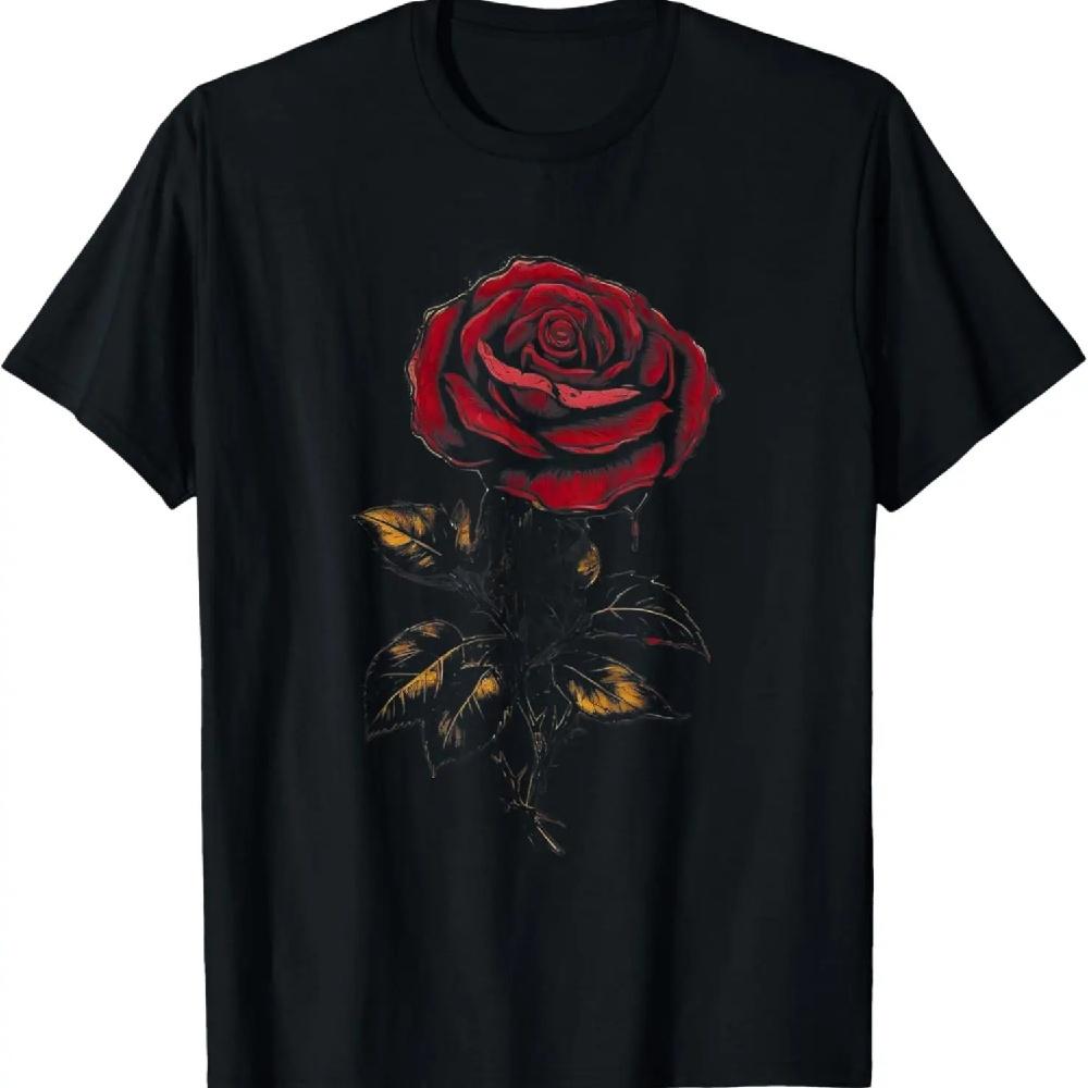 

Beautiful Black Rose Flower Graphic Tee for Gardening Lovers T-Shirt XXXL