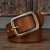 Men's Vintage Vegetable Tanned Leather Belt Brass Buckle Youth Belt Men's Casual All-Matching Trendy