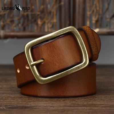 Vīriešu vintage, augu miecētas ādas jostas misiņa sprādzes, jauniešu jostas vīriešu ikdienas, universāls, moderns