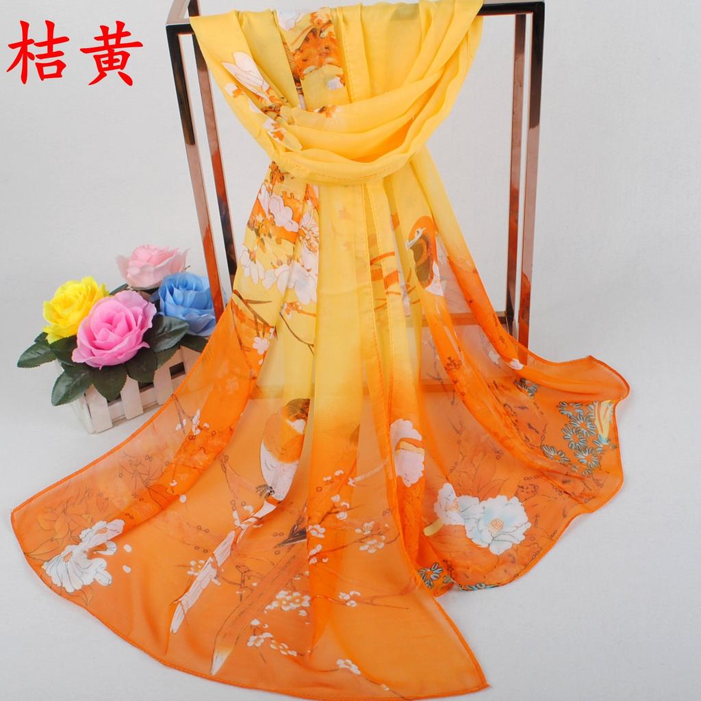Glücksbringer Vogel Damen Chiffon Langer Seidenschal, Kleiner Garnschal, Kleines Geschenk.
