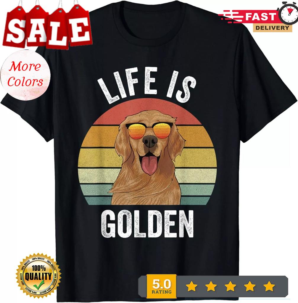 T-shirt Unisexe Cadeau Chien Drôle Golden Retriever Rétro