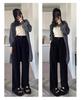 Women's White Corduroy Wide-Leg Pants with Velvet Lining, Petite Fit, Straight Leg - Autumn/Winter.