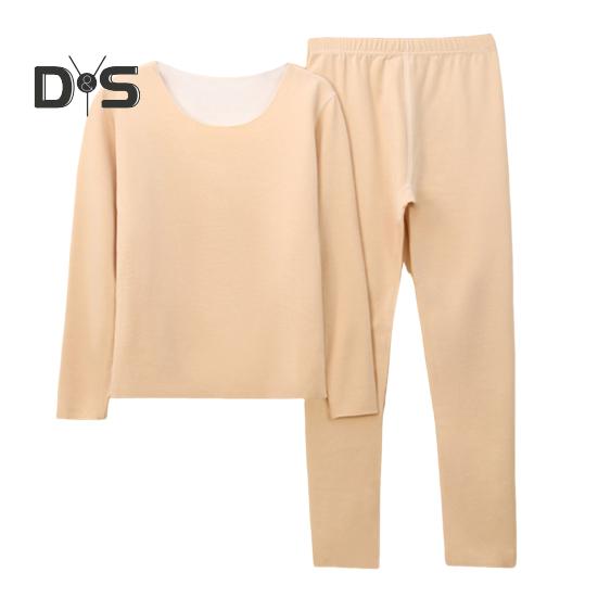 

Комплект из 2 предметов, зимний женский термобелье, бесшовный, с круглым вырезом, с длинным рукавом, теплый, облегающий, высокоэластичный, для холодной погоды, пижамный комплект, домашняя одежда, одежда для сна XXL бежевый