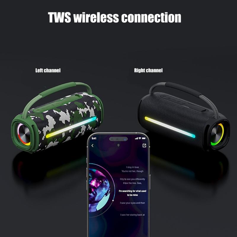 20W Portable Bluetooth-compatible Speaker Double Driver 360°Surround Sound IPX6 Waterproof For Camping Beach Party