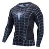 T-shirt de Compression Imprimé Spider-Man 3D Homme Marvel Manches Longues Séchage Rapide Hauts de Sport 2022