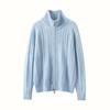 Women's Elegant Cashmere Cable Knit Half-High Neck Zip Cardigan - Autumn/Winter 2026 Collection