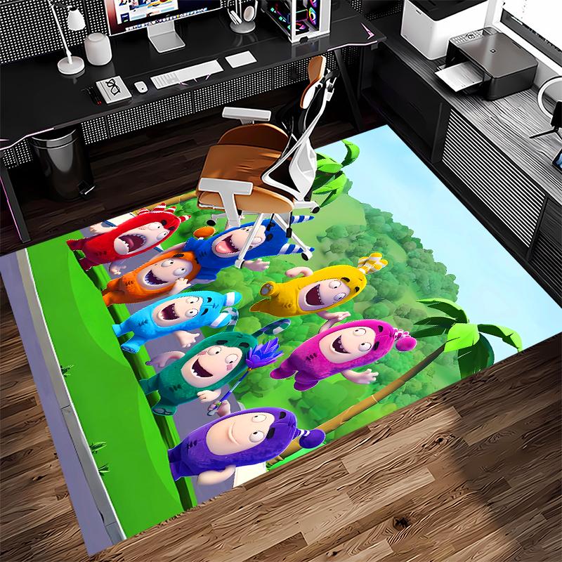 1pz Tappeto Area con Stampa Oddbods - Morbido, Lavabile, Antiscivolo, Tappeto Decorativo da Interno per Sedie da Ufficio, Soggiorno, Ufficio in Casa