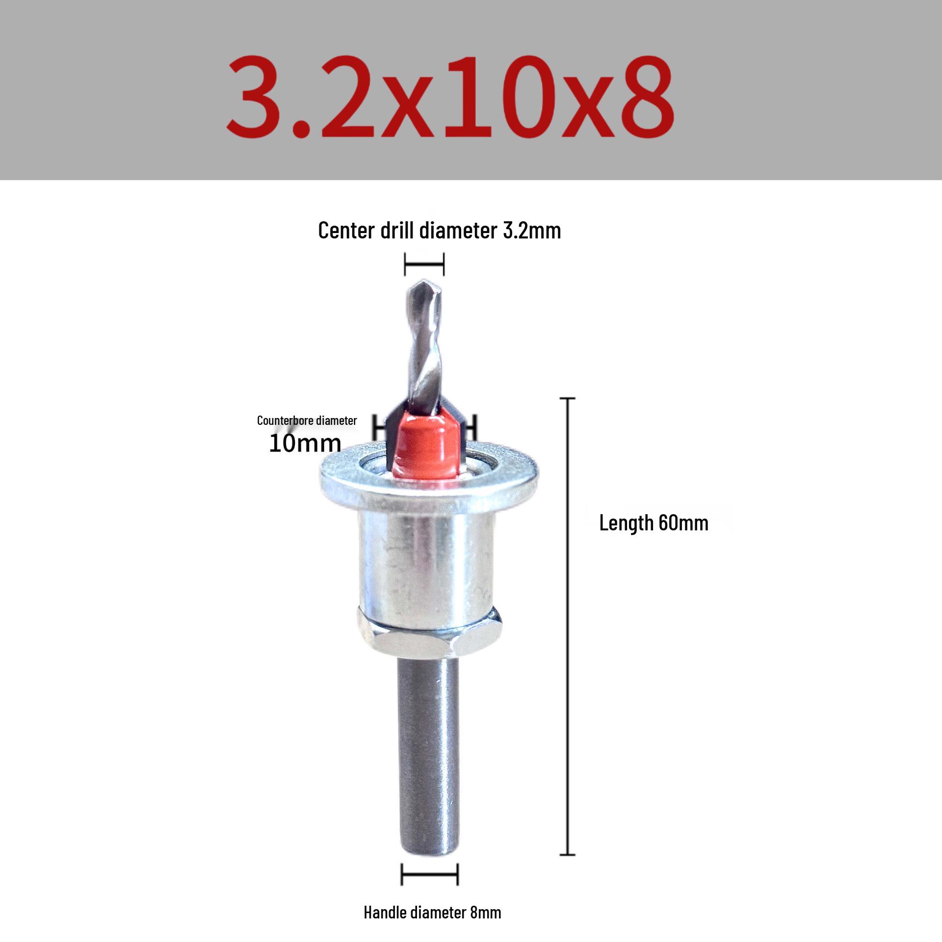 

Alloy-Tipped Countersink Drill Bit with Adjustable Depth Stop for Woodworking.