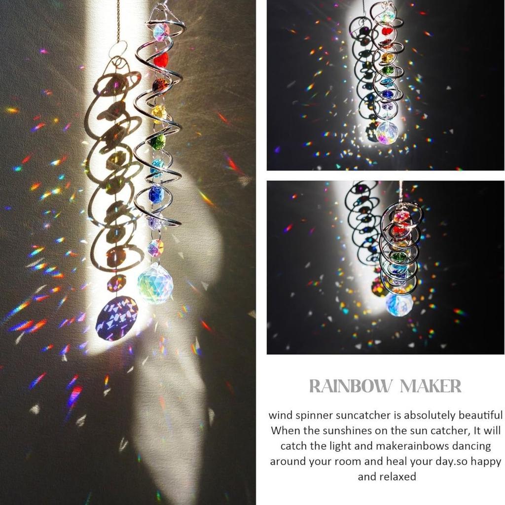 Sun Catcher Wind Chime Rainbow Manufacturing Crystal Pendant Gaze Ball Spiral Tail Wind Rotating Stabilizer Suspension