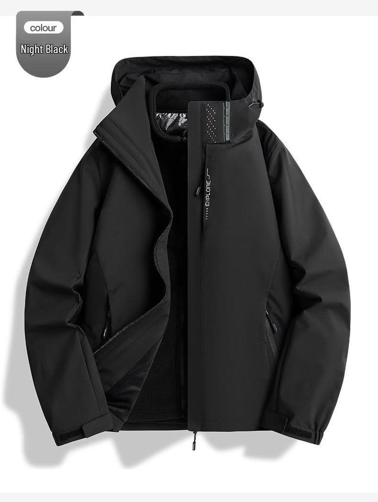 Grafitowa kurtka wiatrówka z polaru Xi: Wodoodporny, Wiatroodporny, Odpinany Płaszcz Jesienno-Zimowy 3 w 1