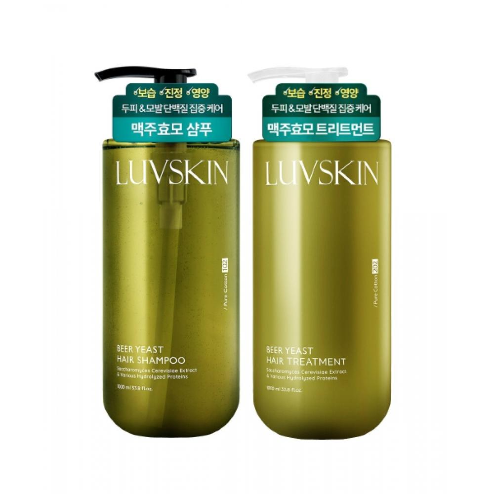 

Шампунь с пивными дрожжами Luvskin 1000 мл + Бальзам 1000 мл Аромат Pure Cotton NONE