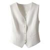 Women Sleeveless Waistcoat Button-up Solid Color Lightweight Breathable Vest Commuting Style Jacket