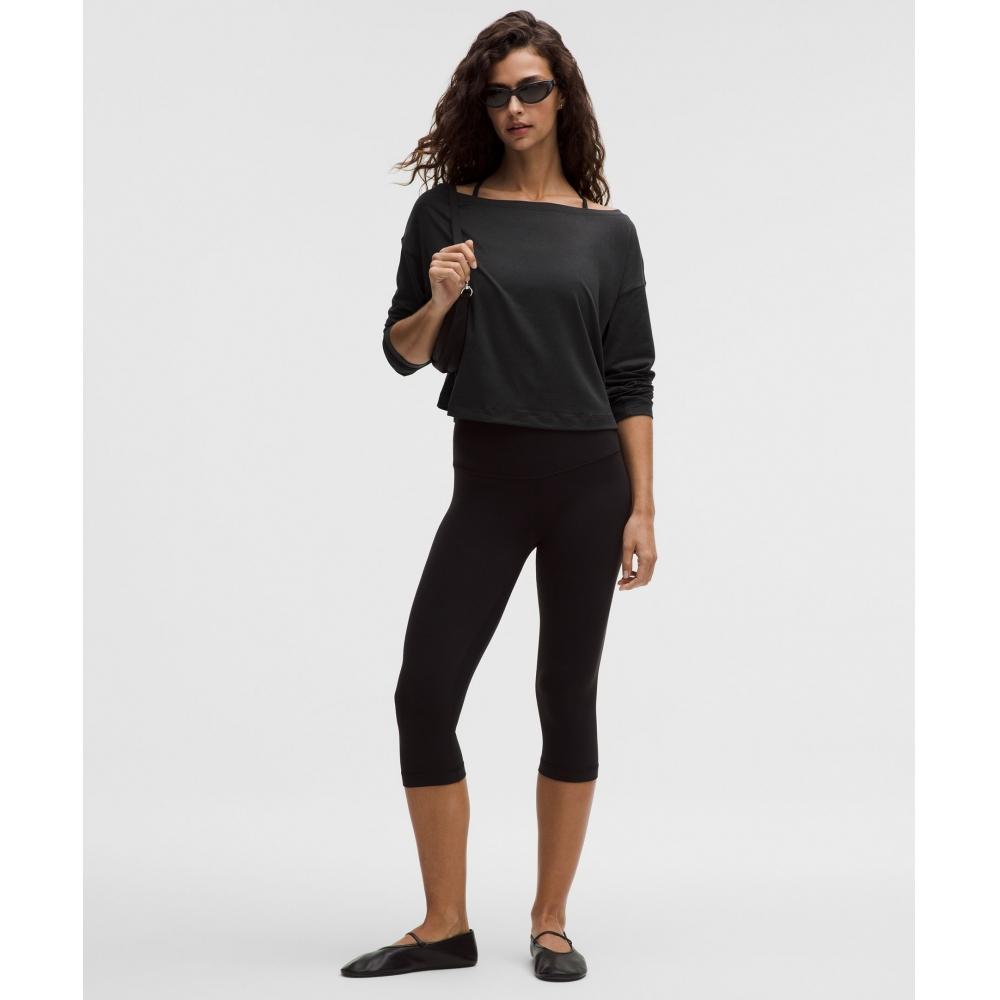 Lululemon Softy Suedey Relaxed Boatneck Long Sleeve Shirt Black Black