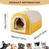 Soft Plush Cotton Washable Cat House Bed Winter Warm Pets Puppy Bed With Door Curtain Indoor Cat Cave Winter Dog Sleeping Bed