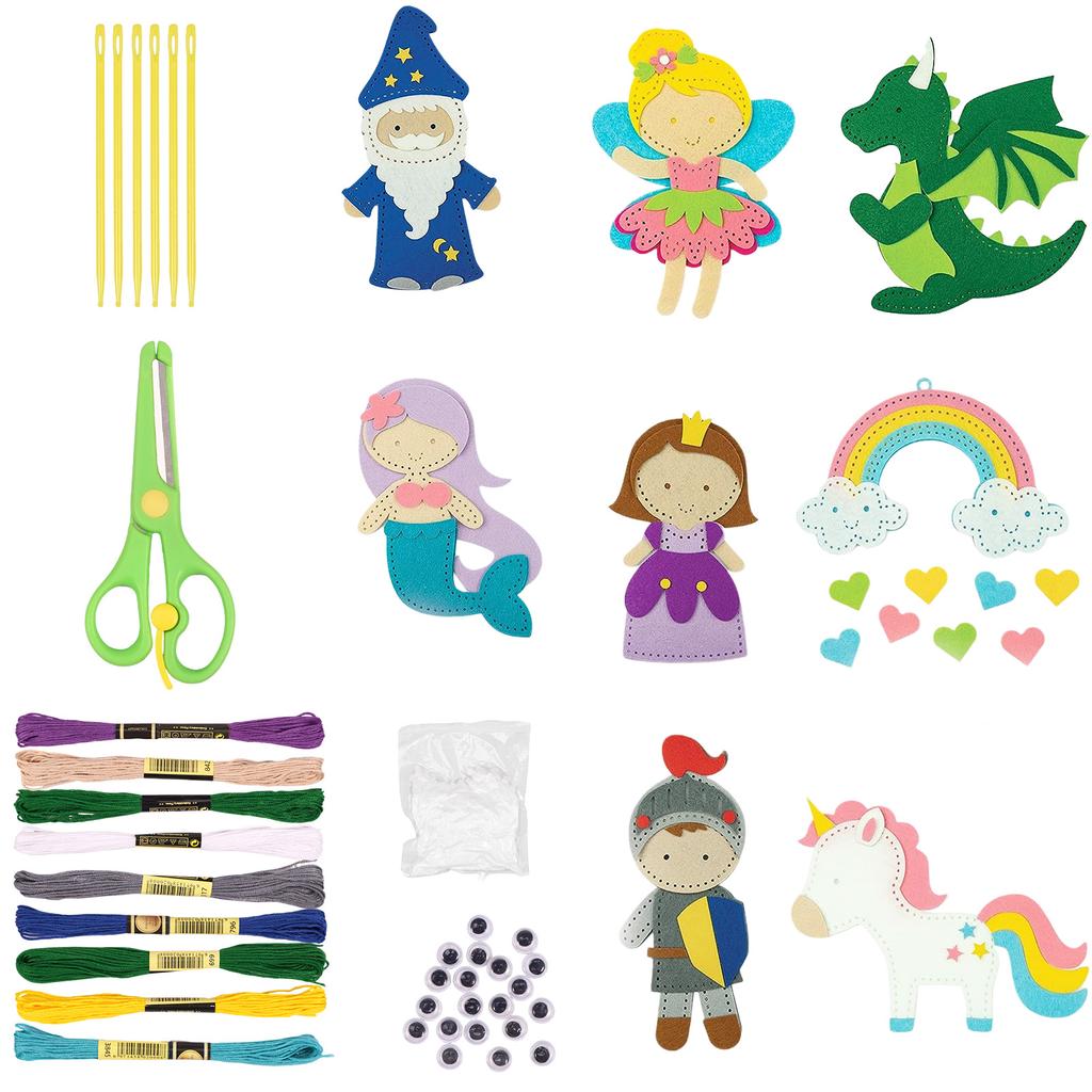 8Pcs Castle Series Sea Animals Craft Kit Felt Sewing DIY Craft Set for Kids Beginners Educational Sewing Girl Art Christmas Gift