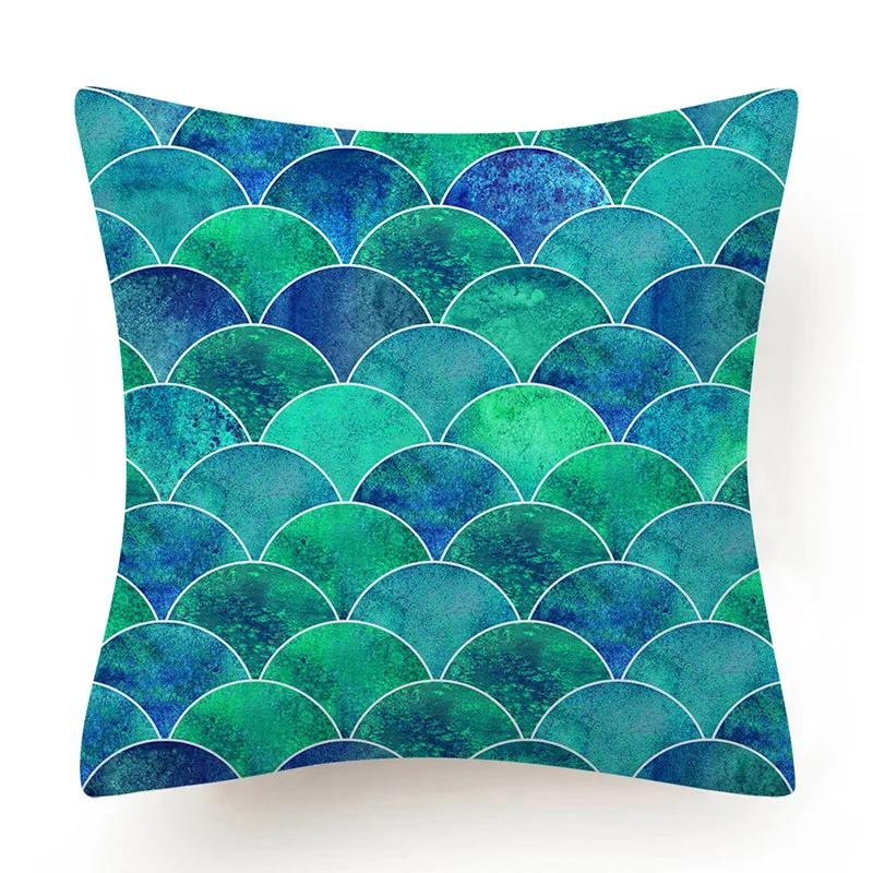 New Blue Green Geometry Print Cushion Cover Modern Nordic Simple Decorative Pillow Cover Livingroom Sofa Couch Throw Pillow