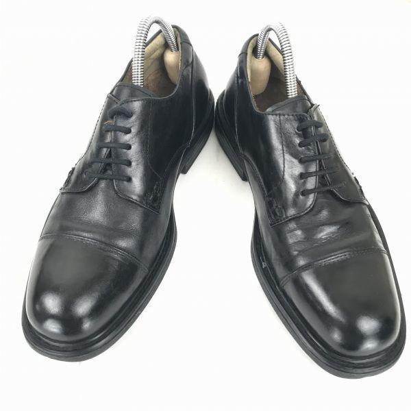 USA Vintage Florsheim Leather Straight Tip Shoes [25.5/Black] Business Dress Shoes(USED)
