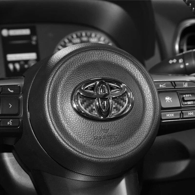 For Toyota Carbon Fiber Car Steering Wheel Sticker Emblem Badge Decoration Decals Corolla Auris Camry Yaris Avensis Accessories