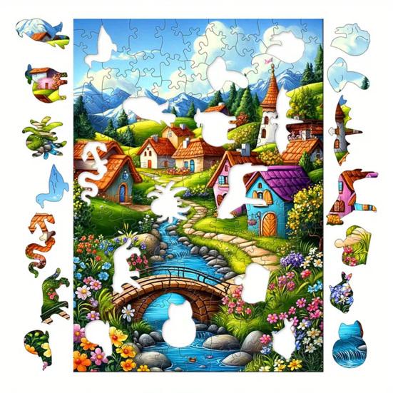 

1 набор Рождественский деревянный пазл Зимний праздник Санта Клаус Олень Сани S C