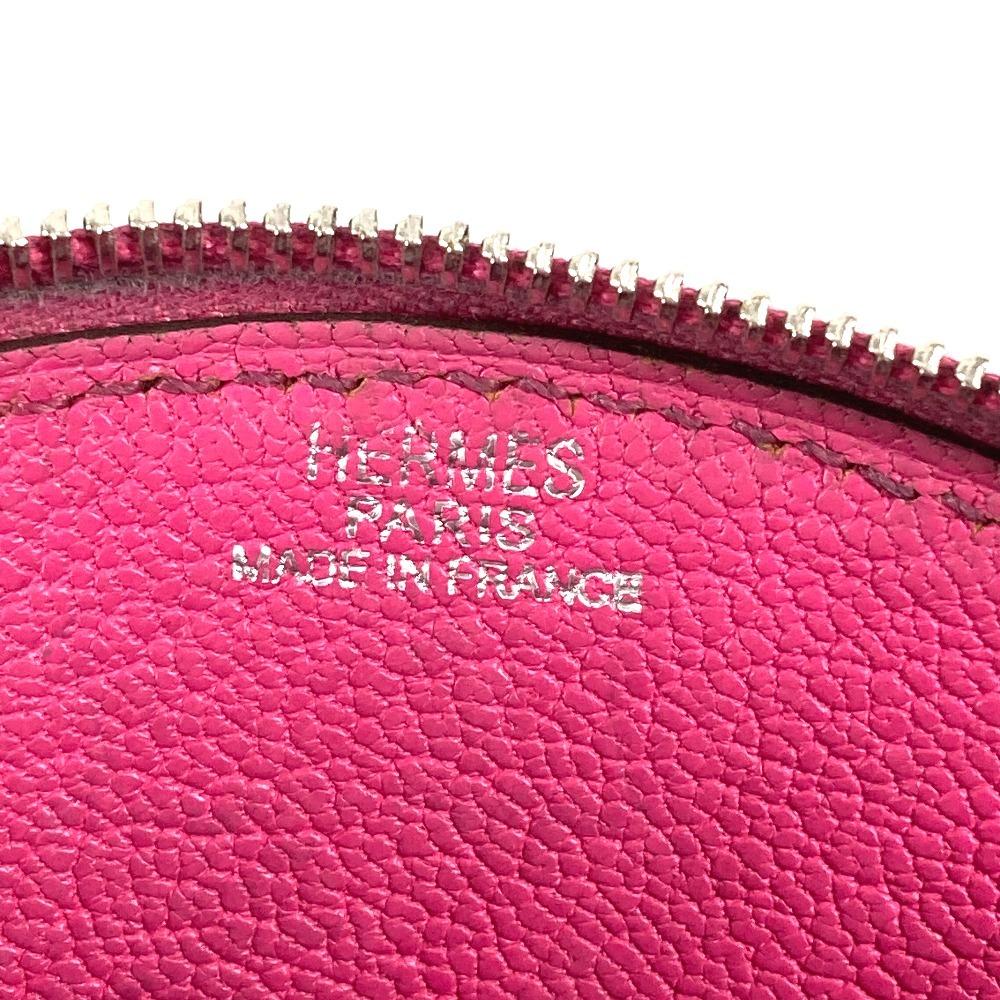HERMES Evelyne logo Wallet Coin Compartment Zip Around coin purse Chevre pink