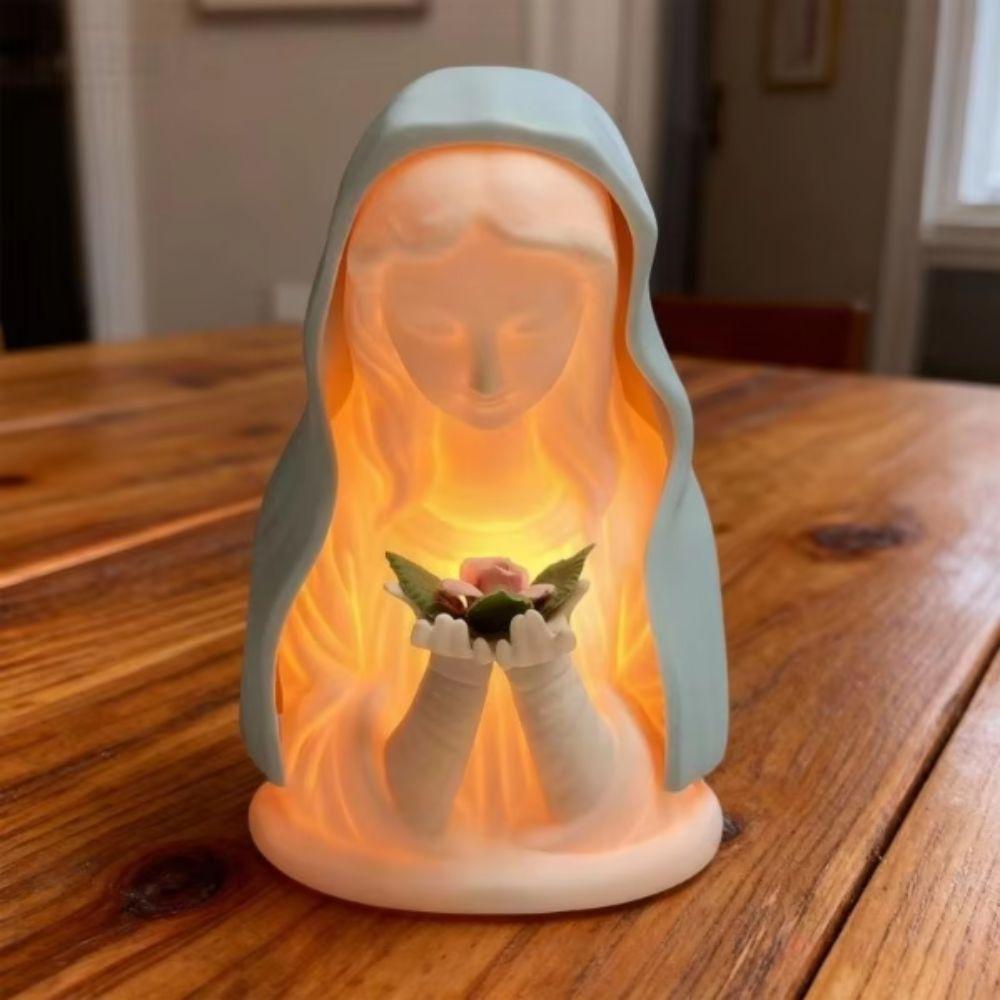 Warm Lighting Virgin Mary Night Light Plug In Decorative Craft Blessed Mother Mary Lamp Figure Craft Catholic Night Light