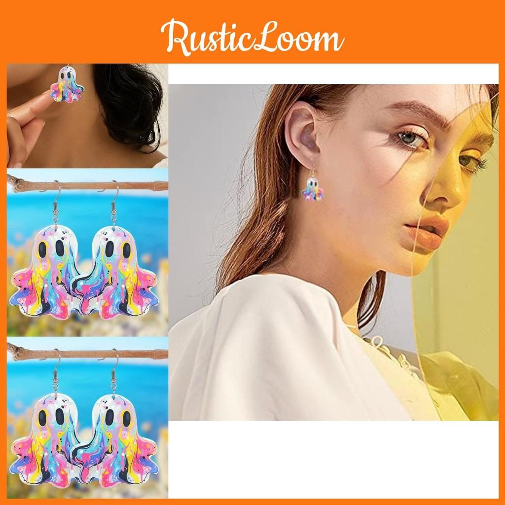 Ghost Acrylic Playful Earrings In Bright Colors Eyecatching Cute Cartoon Design Women For