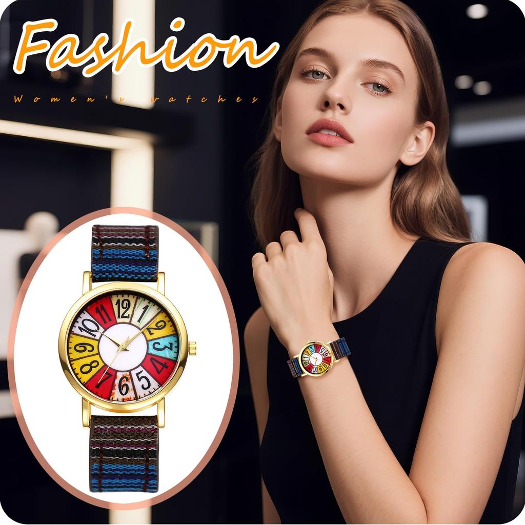 Bohemian Watch with Genuine Leather Antique Analog Waterproof Quartz Cute Fashion Watch for Women Perfect Gift for Day Women's Strap, Design Display,