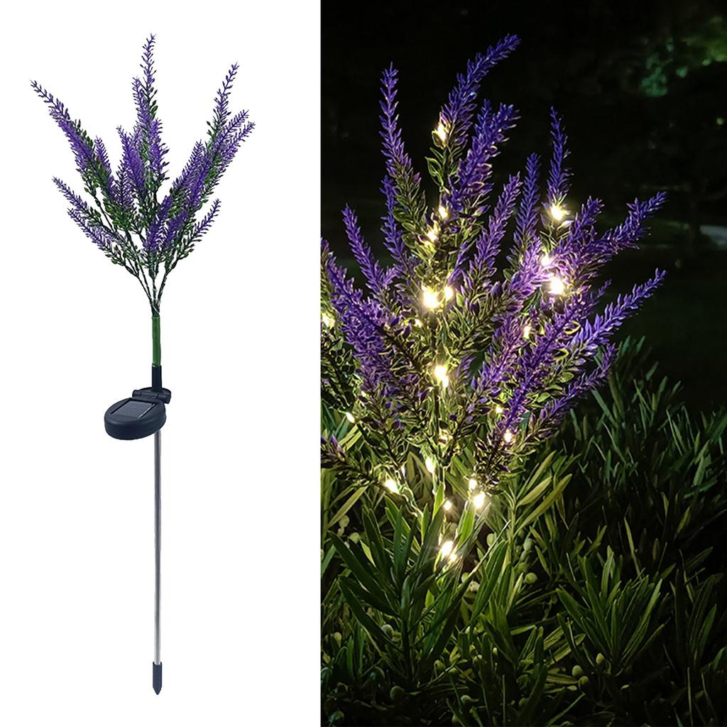 Solar Garden Light LED Decorative Lavender Shaped IP55 Waterproof Flower Lamp for Outdoor Yard Lawn