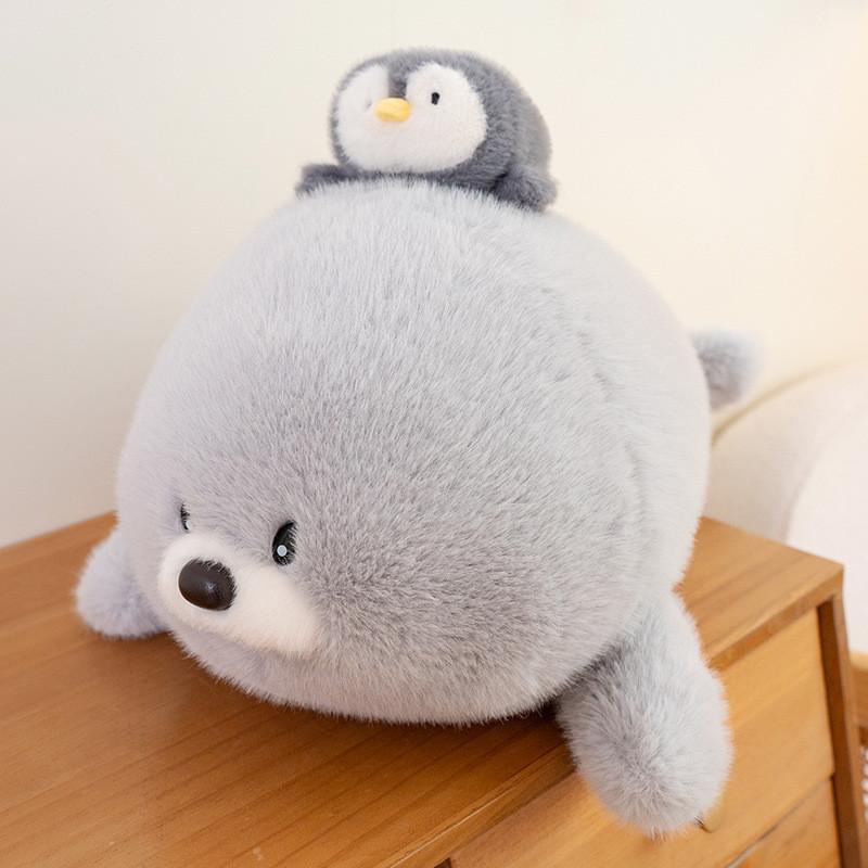 Sea Cuter Lion Animal Dolls With Penguin Design On Top Of The Head For Kids Gift