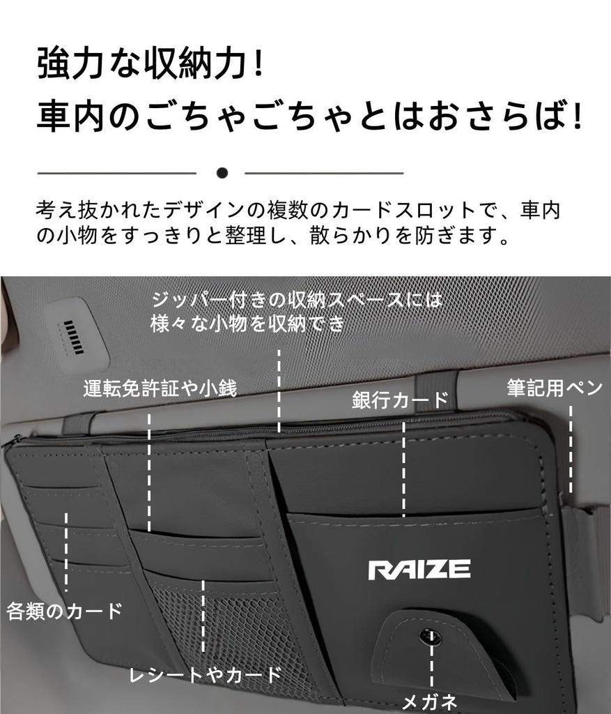 ROOSEND Car Sun Visor Pocket for Toyota Raize Sunglasses Card Glasses Small Multifunctional Car Interior Storage Easy Slim Design Direct from Japan