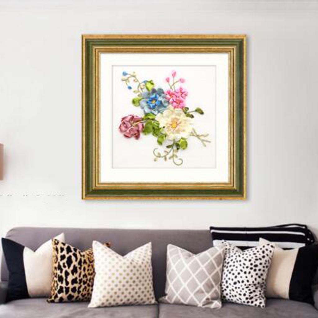 Ribbon Embroidery Kits DIY Flower Painting Kit Stamped Cross Stitch 01