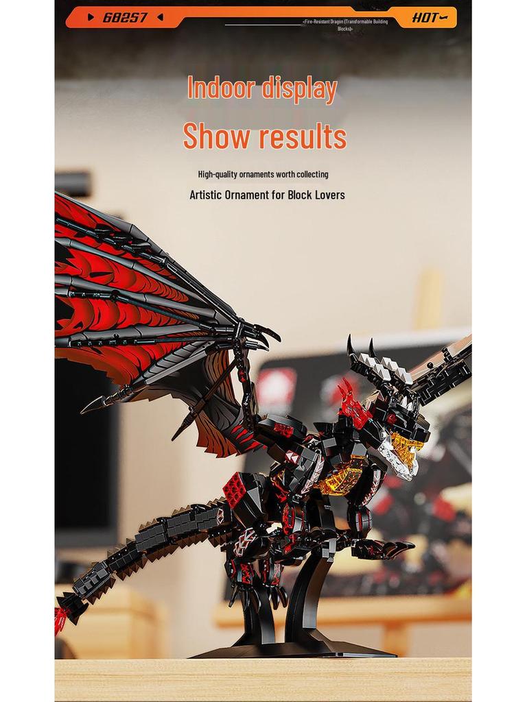 Leyi 68257-8 Ice & Fire Dragon Mecha Dinosaur Educational Building Block Model for Kids