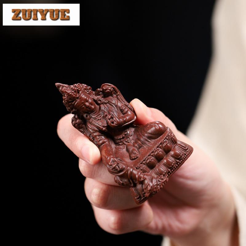 1PCS Boutique Handmade Purple Clay Tea Pet Chinese Tare Buddha Statue Ornaments Tea Figurine Crafts Tea Set Room Decoration Gift