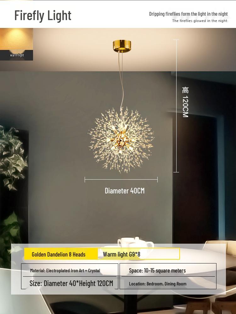 Dandelion Crystal Chandelier: Luxurious Nordic Style Living Room Light