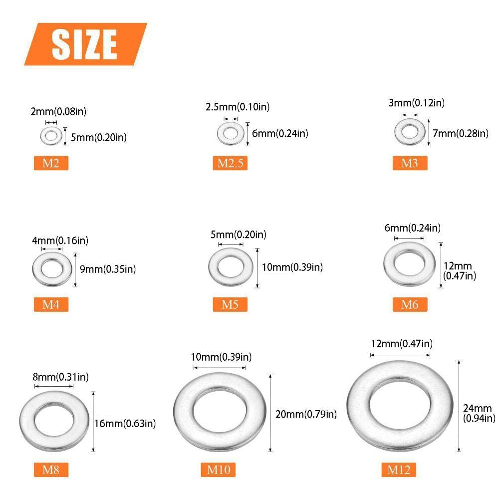 580pcs Set Washers Assortment Kit 9 Size Assortment Flat Washer Set  Factory Repair