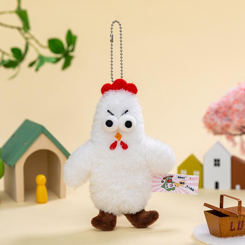Creative funny egg-laying chicken plush bag pendant key ring doll pendant ugly cute doll plush mobile phone holder
