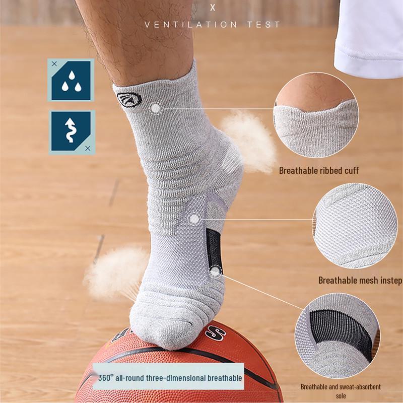 Herren Mittelhöhe Dicke Frottee Basketball- & Laufsocken - Elite Outdoor Sportsocken